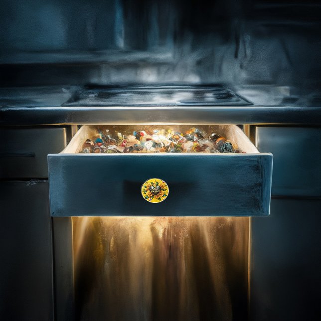 Enchanting Bouquet of Golden Roses And Heart  Ceramic Knob (Creator Uploaded)