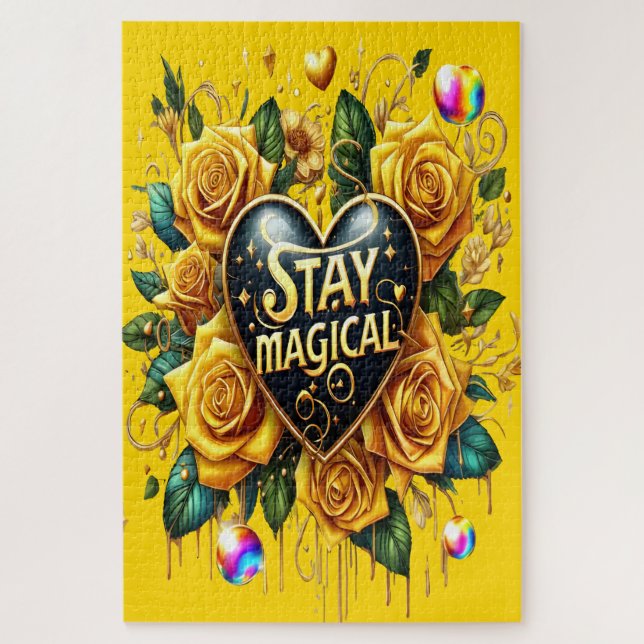 Enchanting Bouquet of Golden Roses And Heart  Jigsaw Puzzle (Vertical)