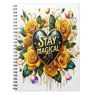 Enchanting Bouquet of Golden Roses And Heart Notebook