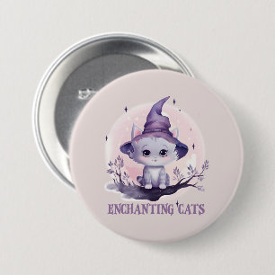 Enchanting Cat – Cute Pastel Purple Witch Cat 7.5 Cm Round Badge