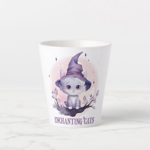 Enchanting Cat – Cute Pastel Purple Witch Cat Latte Mug