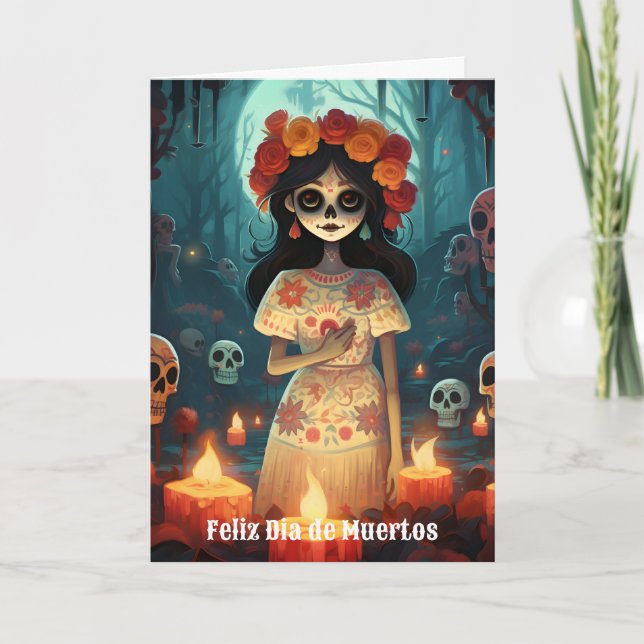  🌹Enchanting Catrina Die de Muertos 🌹 Holiday Card (Front)