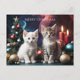 Enchanting Cats by Christmas Tree Cat Lover Postcard