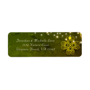 Enchanting Celtic Clover and String Lights Address Return Address Label