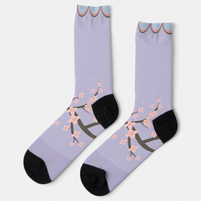 Enchanting Cherry Blossom Art  Socks (Left)