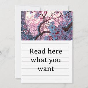 Enchanting Cherry Blossom & Full Moon Wedding Invi Invitation