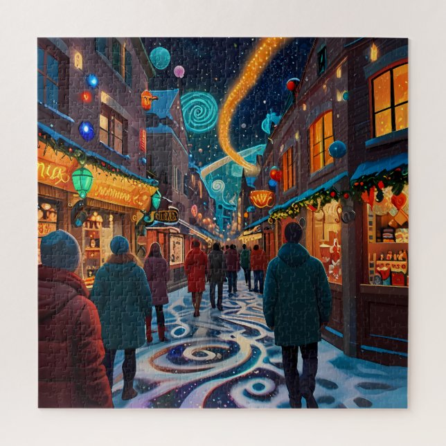 Enchanting Christmas Market Town Winter Wonderland Jigsaw Puzzle (Vertical)