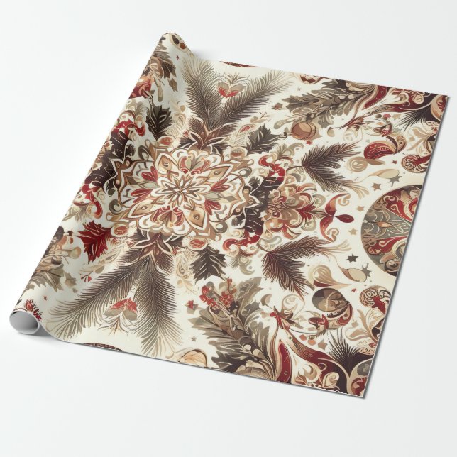 Enchanting Christmas Motifs Alternative Wrapping Paper (Unrolled)