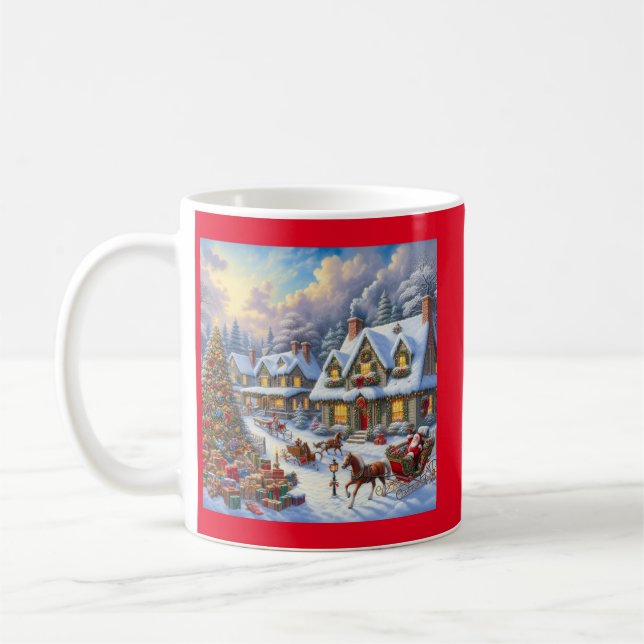 Enchanting Christmas Village Scene Coffee Mug (Left)