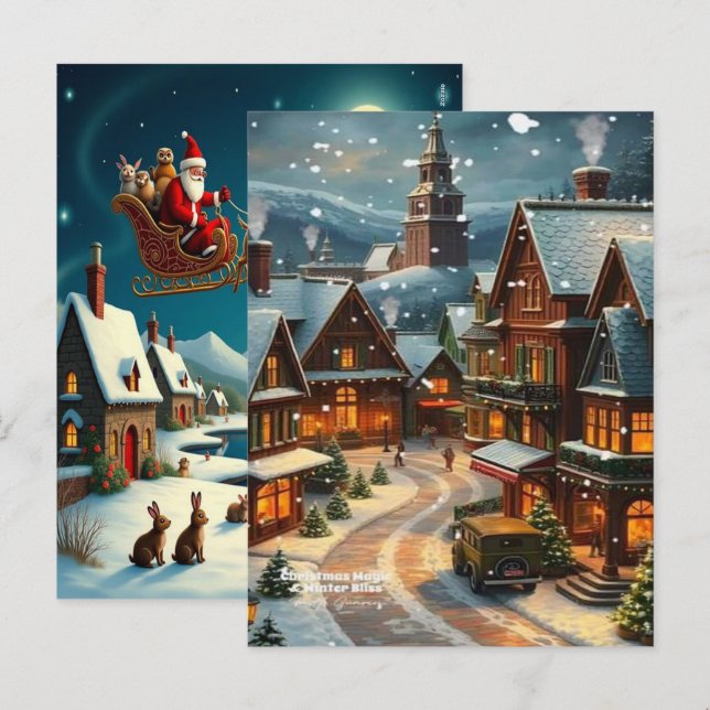 Enchanting Christmas Winter Village Wallpaper 2025 Holiday Postcard (Front/Back)