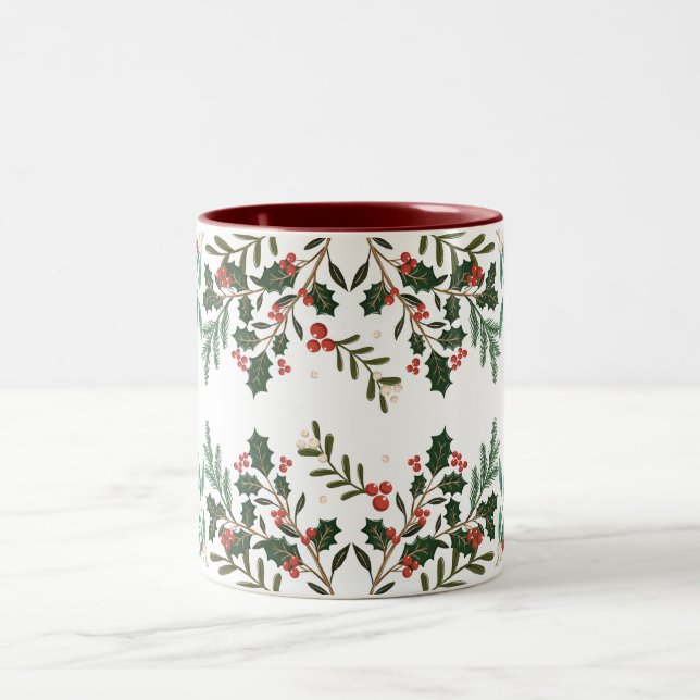 Enchanting Classic Elegance Christmas Holiday Two-Tone Coffee Mug (Center)