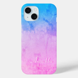 Enchanting Colors Pink and Blue, Your Custom Name iPhone 15 Case