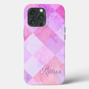 Enchanting Coloured Plaids - Custom Name Template iPhone 13 Pro Case