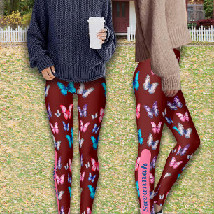 Enchanting Colourful Butterflies Personalise Name Leggings