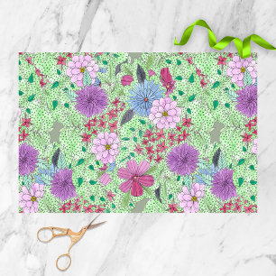 Enchanting Colourful Watercolor Garden Blooms  Tissue Paper