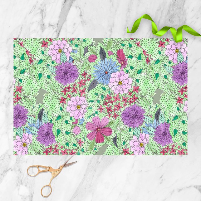 Enchanting Colourful Watercolor Garden Blooms  Tissue Paper (Creator Uploaded)