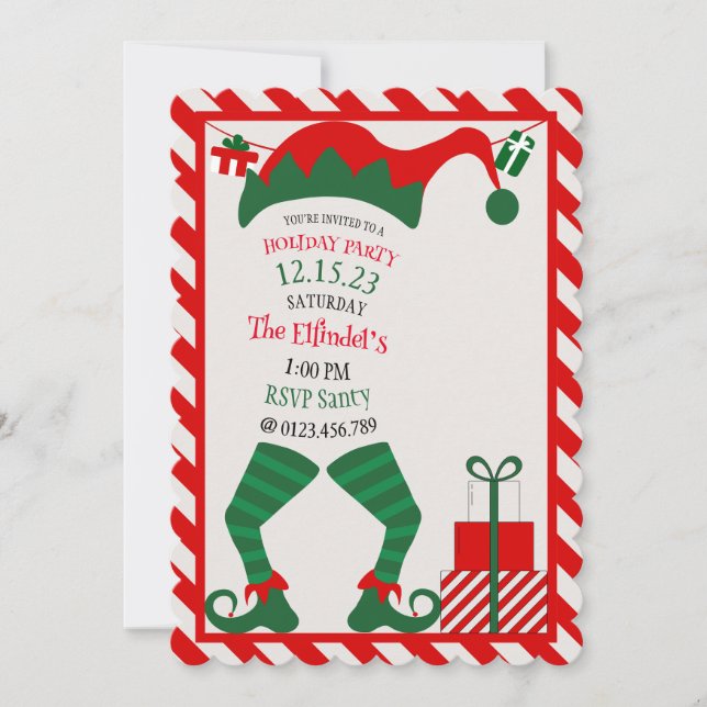 Enchanting Cute Elf Holiday Party Invitation (Front)