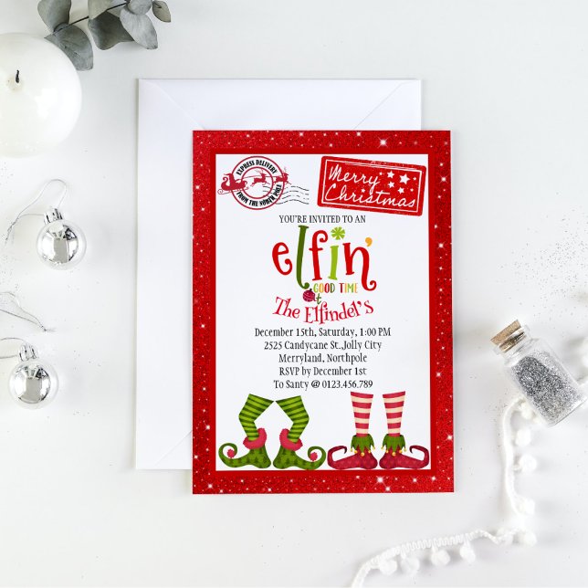 Enchanting Cute Elf Holiday Party Invitation (Creator Uploaded)
