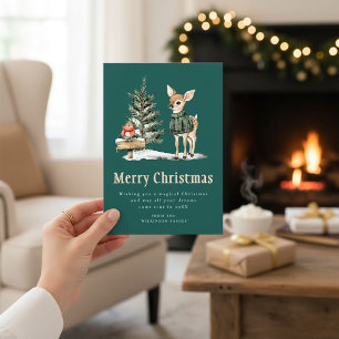Enchanting Deer Snowy Christmas Forest Invitation