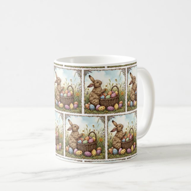 Enchanting Easter Mugs: Bunny Parade 🌈🐰 Coffee Mug (Front Right)