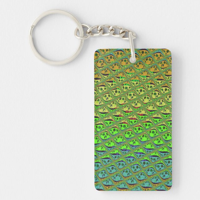 Enchanting Eclectic Garden Chequered Floral Beauty Key Ring (Front)