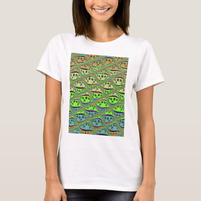 Enchanting Eclectic Garden Chequered Floral Beauty T-Shirt (Front)