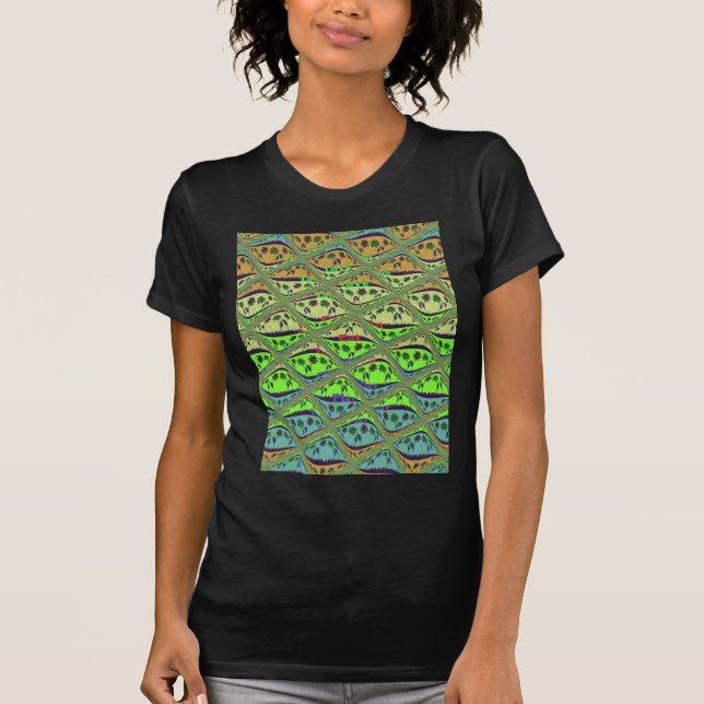 Enchanting Eclectic Garden Chequered Floral Beauty T-Shirt (Front)