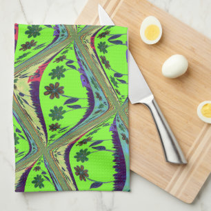 Enchanting Eclectic Garden Chequered Floral Beauty Tea Towel