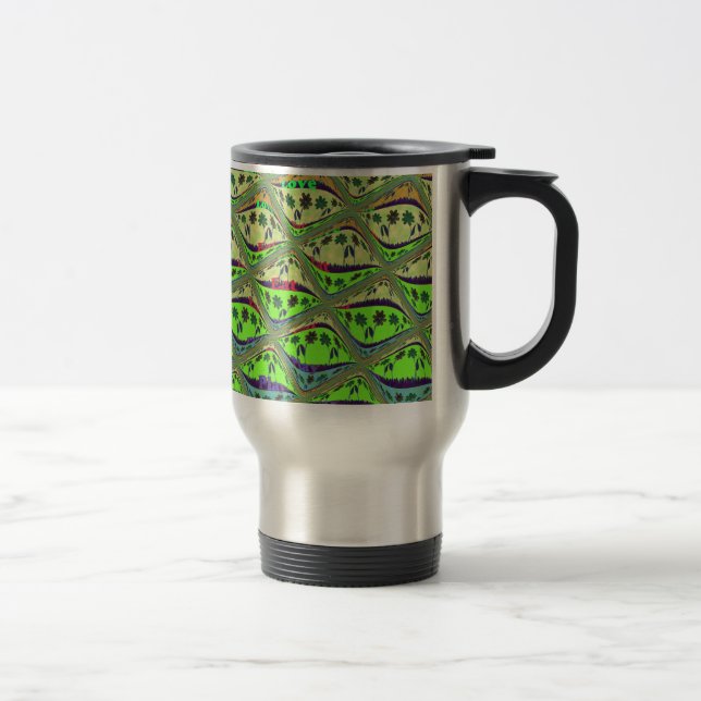 Enchanting Eclectic Garden Chequered Floral Beauty Travel Mug (Right)