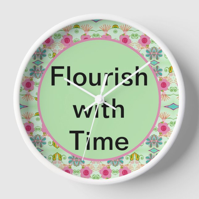 Enchanting Eclectic Garden: Diverse Floral Beauty Clock (Front)