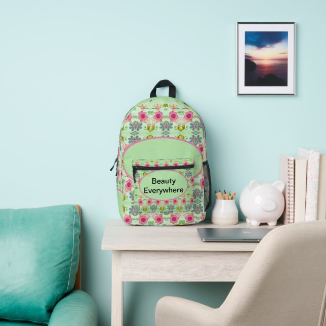Enchanting Eclectic Garden: Diverse Floral Beauty Printed Backpack (Insitu)