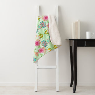 Enchanting Eclectic Garden: Diverse Floral Beauty Sherpa Blanket