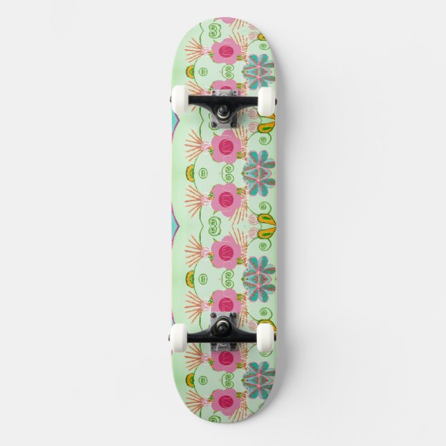 Enchanting Eclectic Garden: Diverse Floral Beauty Skateboard (Front)