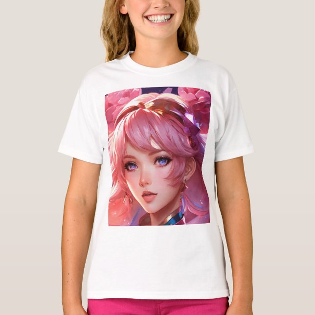 Enchanting Elegance: Anime Girl  Animation Women's T-Shirt (Front)