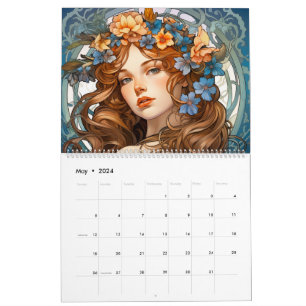 Enchanting Elegance: Art Nouveau Girls Calendar