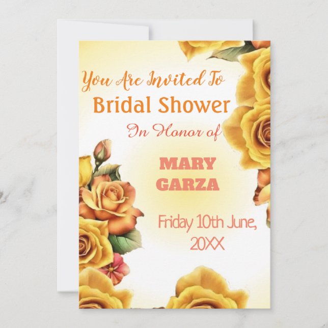 Enchanting Elegance: Personalised Bridal Shower   Invitation (Front)