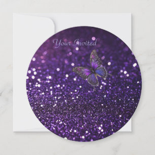 Enchanting Elegance: The Purple Sparkle Butterfly Invitation