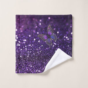 Enchanting Elegance: The Purple Sparkle Butterfly  Wash Cloth