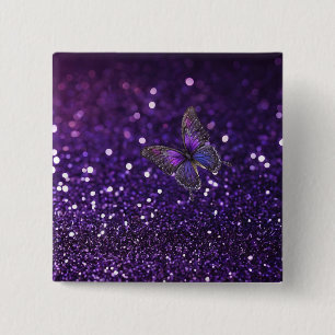 Enchanting Elegance: The Purple Sparkly Butterfly 15 Cm Square Badge