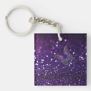 Enchanting Elegance: The Purple Sparkly Butterfly Key Ring