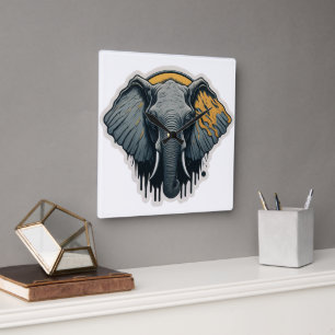 Enchanting Elephant face Square Wall Clock