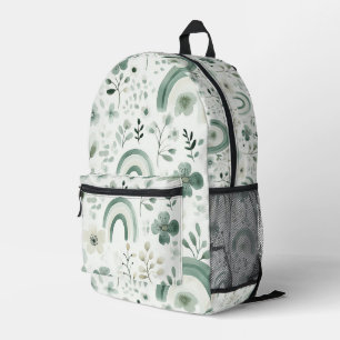 Enchanting Emerald Blooms & Rainbow Whimsy Printed Backpack