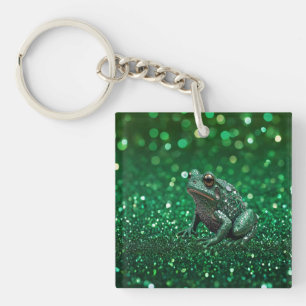 Enchanting Emergence: The Green Sparkle Frog Key Ring