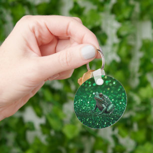 Enchanting Emergence: The Green Sparkle Frog  Key Ring