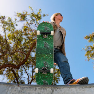 Enchanting Emergence: The Green Sparkle Frog Skateboard