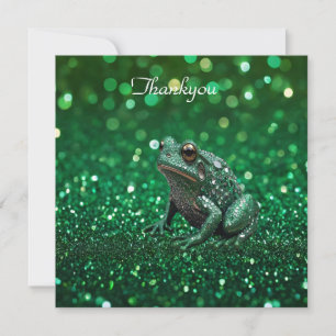Enchanting Emergence: The Green Sparkle Frog  Thank You Card