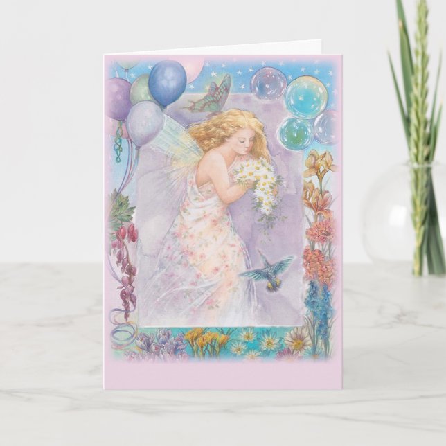 Enchanting Fairy Violet Birthday Greeting Card (Front)