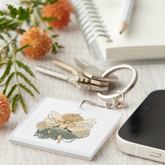 Enchanting Fairy – Whimsical Fantasy Art Key Ring (Front Right)