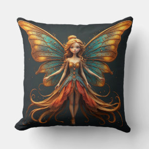 Enchanting Fairy with Colourful Wings Cushion
