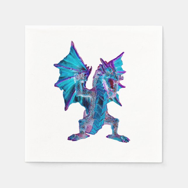 Enchanting Fantasy Aqua Dragon Mythical x 50 Napkin (Front)